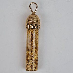 Gold Foil Flakes Cylinder Glass Vial Pendant